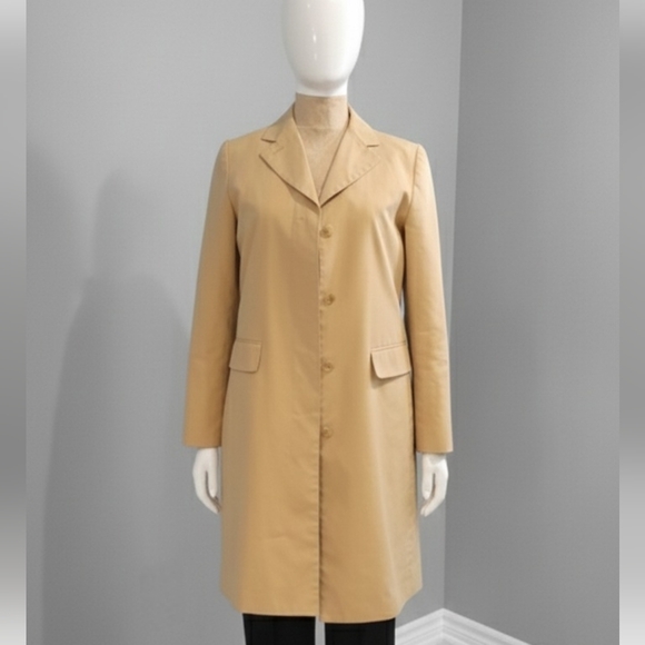 Brooks Brothers Cream Trench Coat With Plaid Lining Size Small - Picture 2 of 15